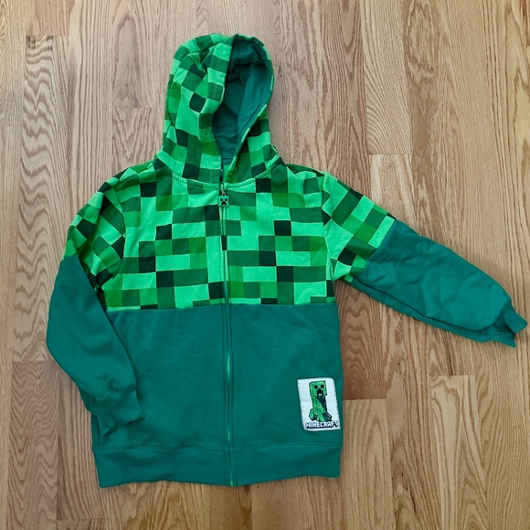 Minecraft Creeper Character Kids Full-Zip Hoodie (L) - Picture 9 of 16